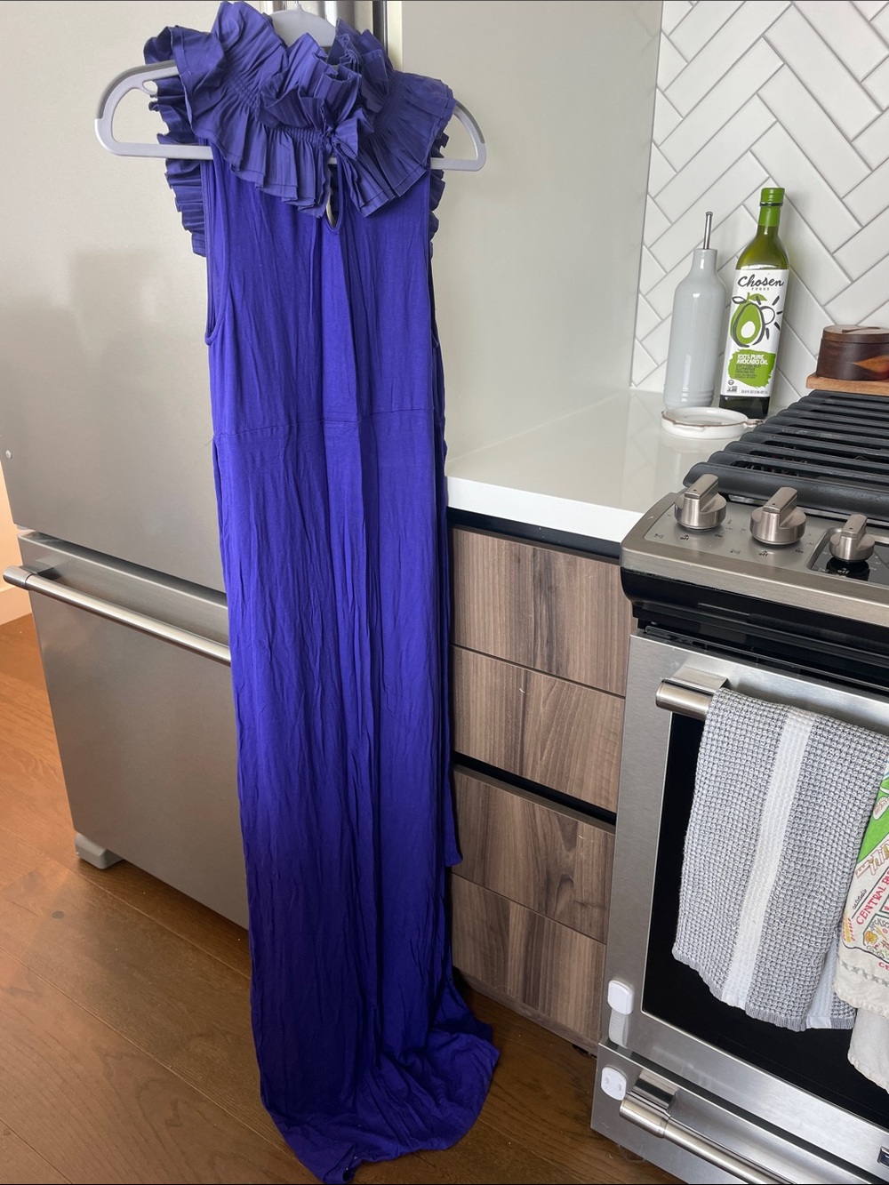 BCBGMaxAzria Deep Purple Ruffle Maxi Dress - Picture 4 of 4